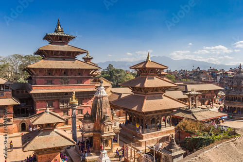 Cityscape with temples and pagodas of Patan, Nepal