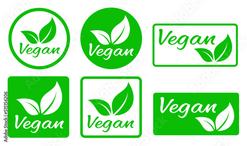 vegan food stamp with green leaves icons