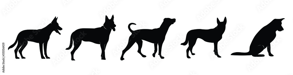 Silhouette Dog Vector on White Background