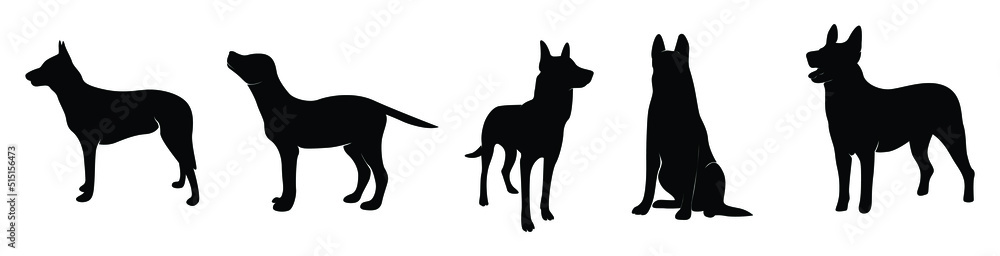 Silhouette Dog Vector on White Background