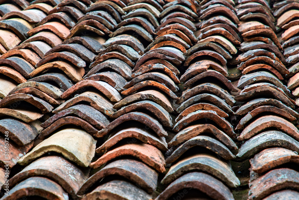 Traditional roofing with clay ceramic tiles. Roofing tile