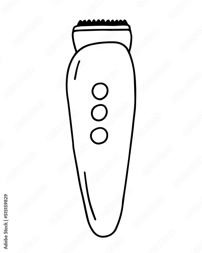 Doodle beard trimmer vector illustration. Hand drawn beard trimmer isolated Doodle beard trimmer vector illustration. Hand drawn beard trimmer isolated