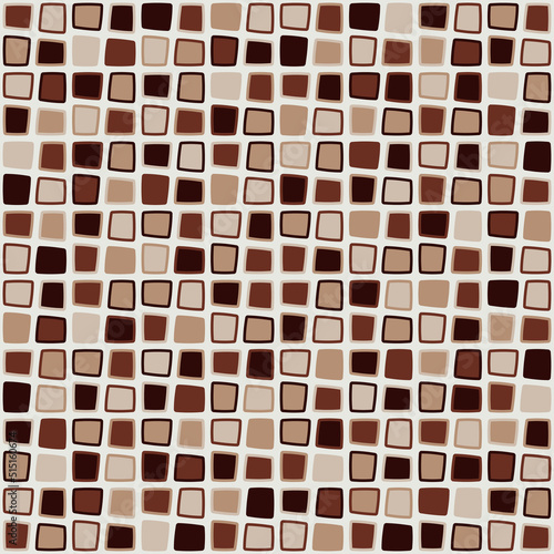 Coffee tiles. Interior decoration, print for packaging, look, pillows, stylish wallpaper and purchase. Seamless pattern of coffee squares.