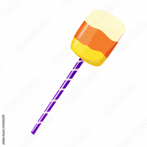Halloween lollipop sweet candy isolated. Cartoon vector illustration.Sweet food. Festive dessert striped candy corn
