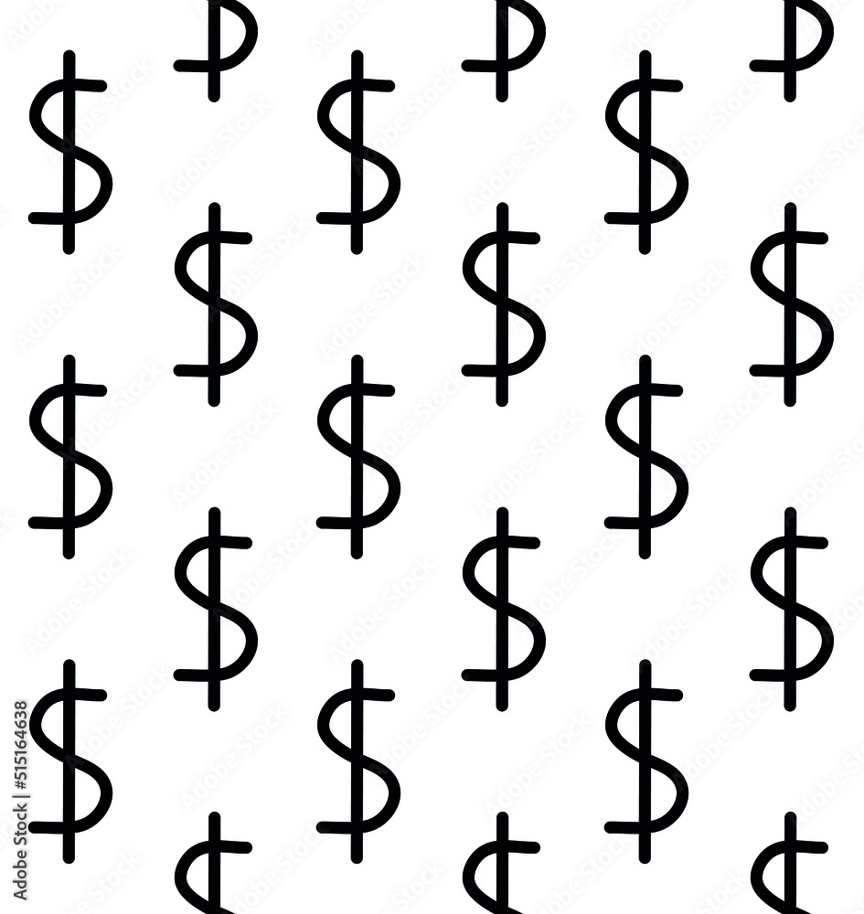 Vector seamless pattern of hand drawn doodle sketch dollar sign isolated on white background Vector seamless pattern of hand drawn doodle sketch dollar sign isolated on white background