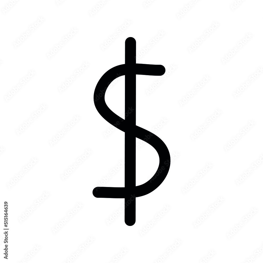 Vector hand drawn doodle sketch dollar sign isolated on white background Vector hand drawn doodle sketch dollar sign isolated on white background