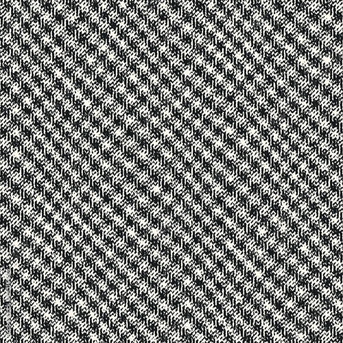 Monochrome Irregularly Woven Textured Diagonal Checkered Pattern