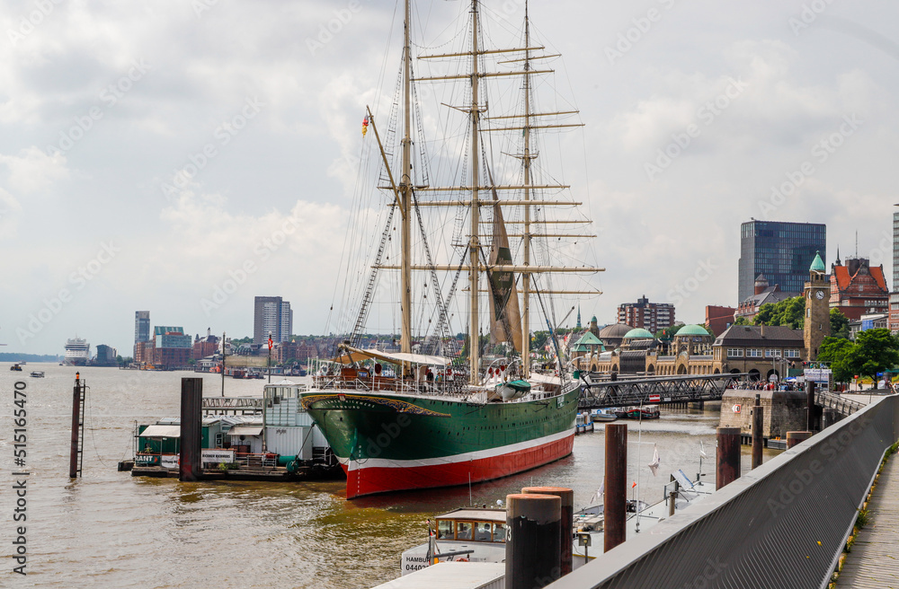 boats in the harbor of Hamburg