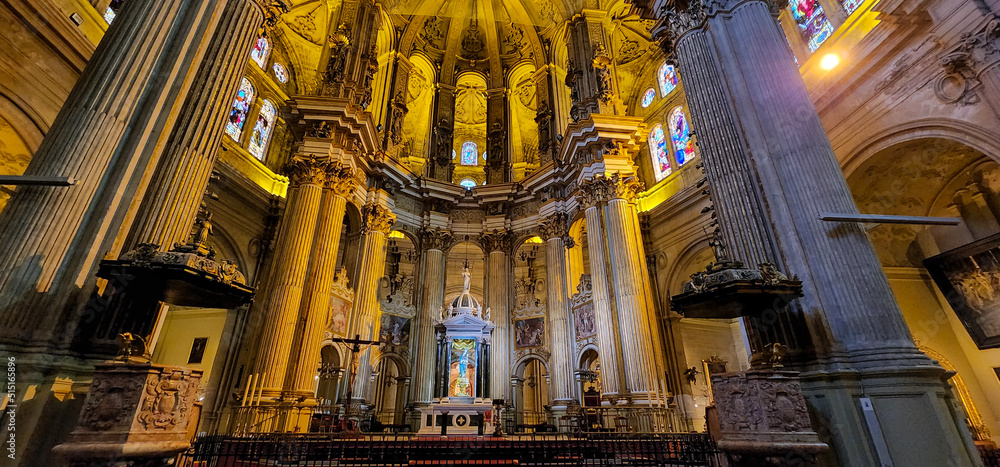 Architecture view of the beautiful cathedral in Malaga, Andalusia, Spain Architecture view of the beautiful cathedral in Malaga, Andalusia, Spain