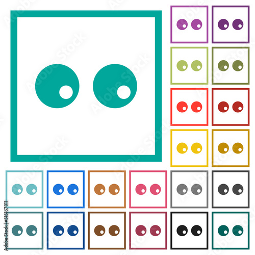 Watching eyes solid flat color icons with quadrant frames