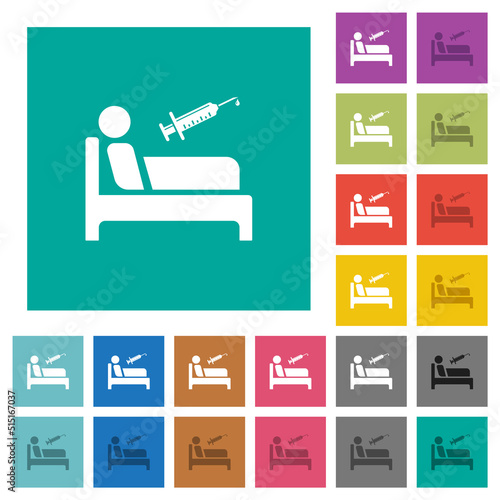 Vaccination ward square flat multi colored icons