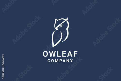 Owl with leaf wing logo design vector illustration.