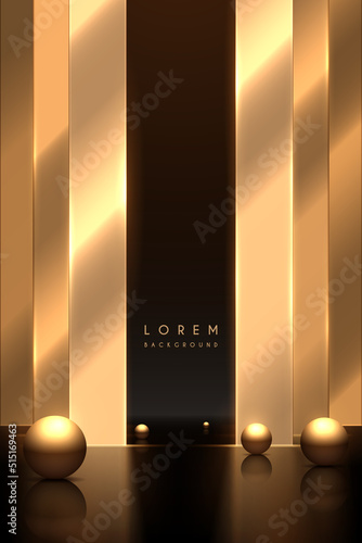 Golden vertical lines with spheres