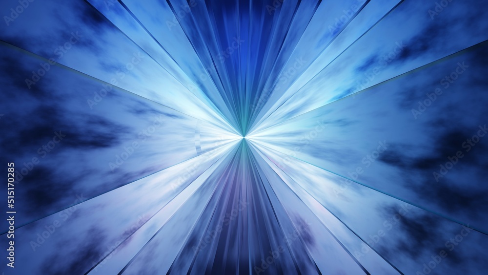 Abstract background. Metal surface with neon glowing rays and sharp stains. Sci-fi, cosmic, galaxy background. 3D render.