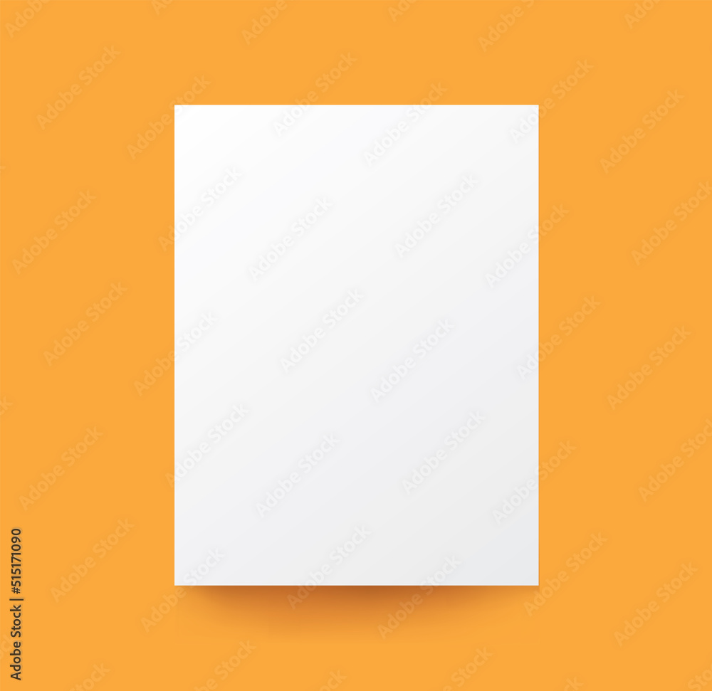 Realistic Poster Mockup White Isolated Blank Canvas Template Yellow Background Presentation Office Advertisement Business Realistic Poster Mockup White Isolated Blank Canvas Template Yellow Background Presentation Office Advertisement Business