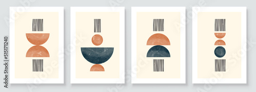 Abstract Organic Wall Art. Mid Century Modern Design. A trendy set of Abstract Hand Painted Illustrations for Wall Decoration, Social Media Banner, Brochure Cover Design. Minimal and Natural Wall Art.