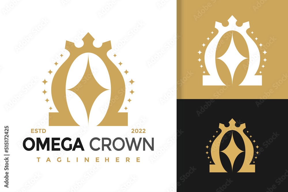 Royal Omega Crown logo design, Brand Identity logos vector, modern logo, Logo Designs Vector Illustration Template