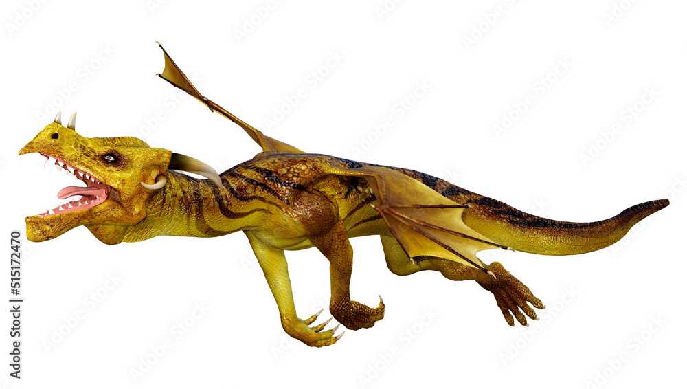 Fototapeta premium 3D Rendering Fairy Tale Dragon on White