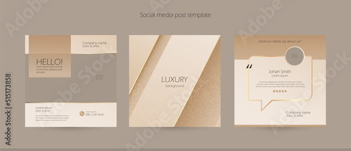 Modern and luxury client testimonial social media post design. Customer service feedback review, brand introduction Instagram background template.