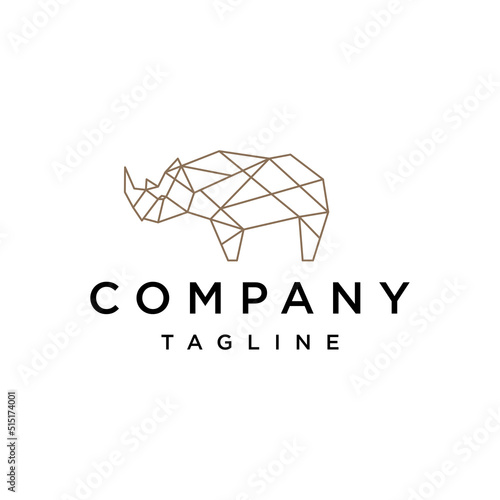 Rhinoceros geometric polygonal logo vector icon design template
