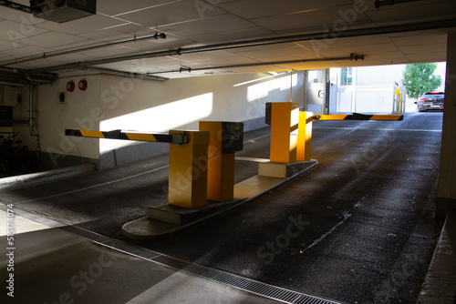 a modern parking lot entrance