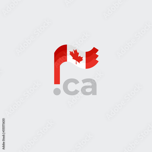 Canada flag icon. Original simple design of the canadian flag on white background, place for text. Design element, template national poster with ca domain. State patriotic banner of canada. Vector