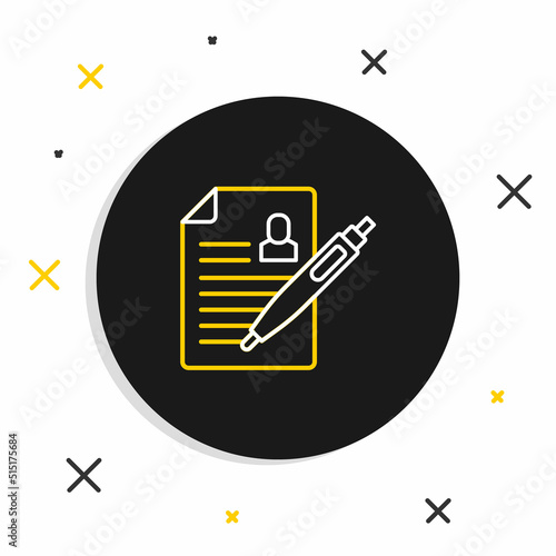 Line Resume icon isolated on white background. CV application. Searching professional staff. Analyzing personnel resume. Colorful outline concept. Vector