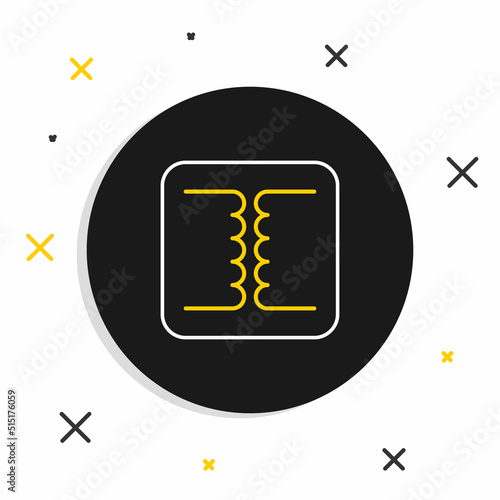 Line Electrical transformer icon isolated on white background. Colorful outline concept. Vector