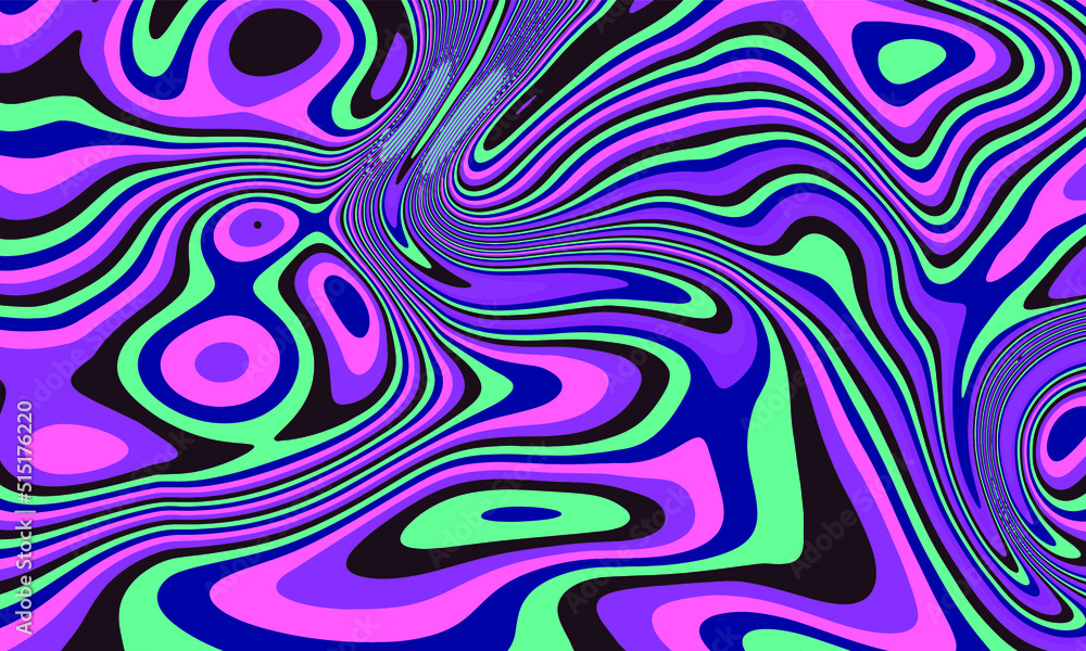 Op-art psychedelic background with distorted and wavy lines and curves. The 60s and 70s hippie style. Op-art psychedelic background with distorted and wavy lines and curves. The 60s and 70s hippie style.