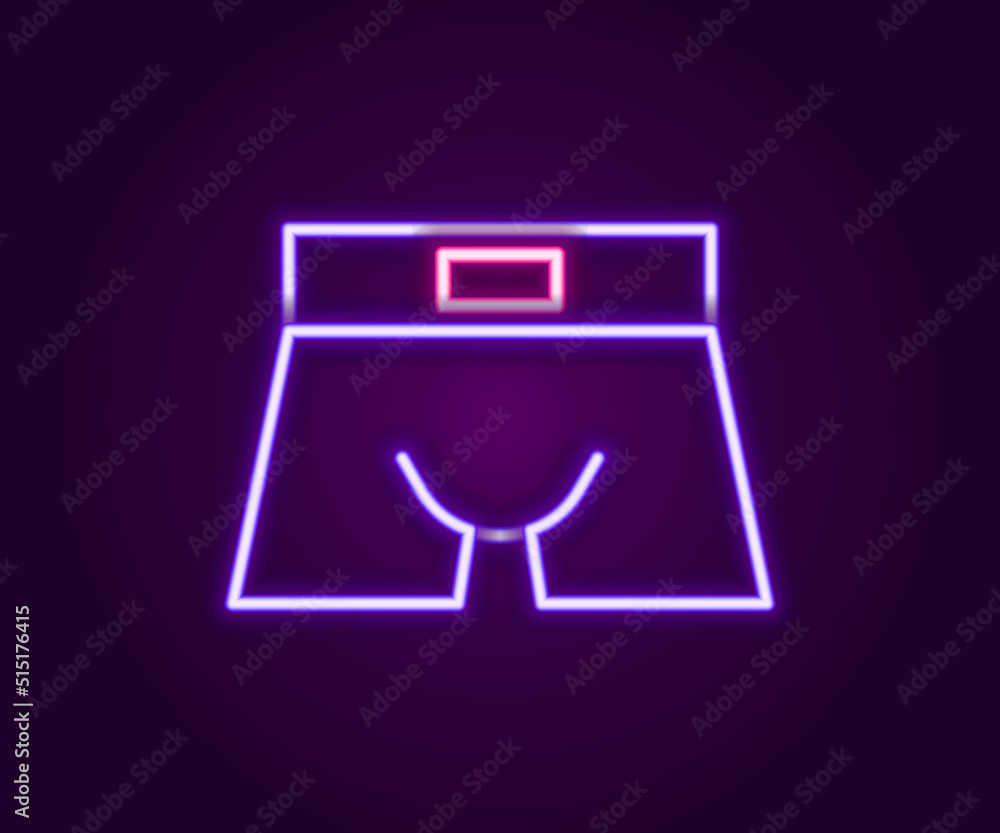Glowing neon line Men underpants icon isolated on black background. Man underwear. Colorful outline concept. Vector