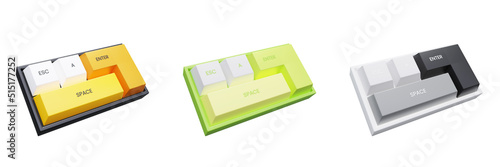 3d rendering colorful mini mechanical keyboard collection