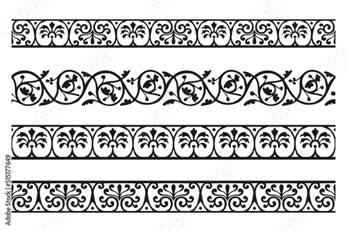 Set of decorative seamless ornamental border - Vector modular
