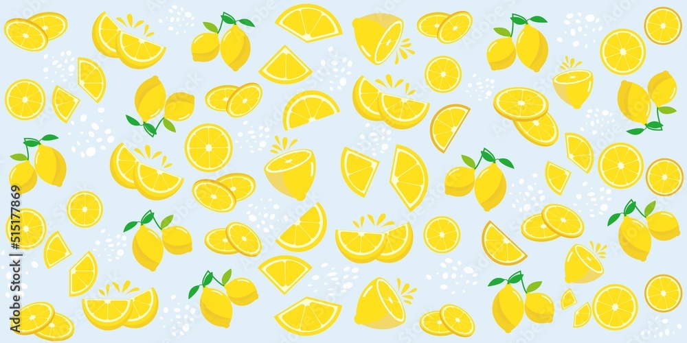 Fresh Lemon fruits pattern. Summer fruits pattern for background, banner and graphic design. Vector illustartion. Fresh Lemon fruits pattern. Summer fruits pattern for background, banner and graphic design. Vector illustartion.