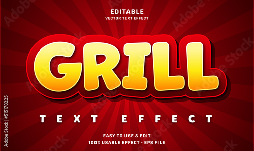 grill editable text effect with modern and simple style, usable for logo or campaign title