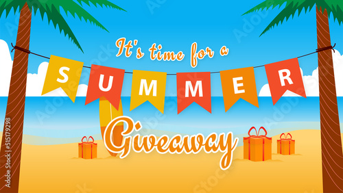 Summer Giveaway Contest Banner. Vector design for online advertising promotion.