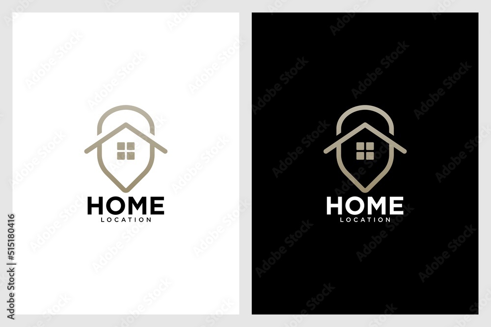 house logo design with pin or location