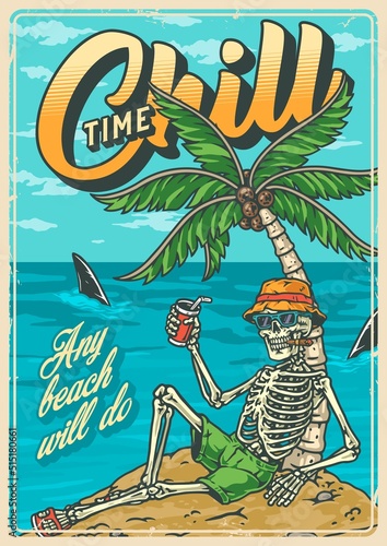 Chill time flyer colorful vintage