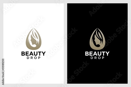beauty logo design with drop and face