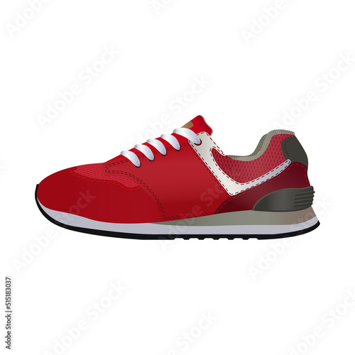 Realistic sneakers. Sports shoes in detailed style.