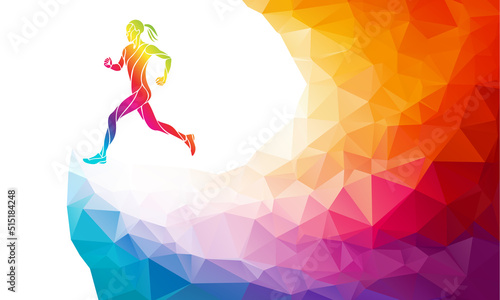 Runner or jogging. Abstract Vector silhouette of runnig woman photo