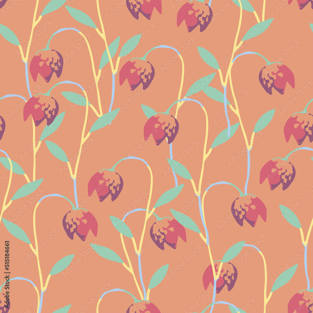 seamless pastel tulip flowers pattern  background , greeting card or fabric