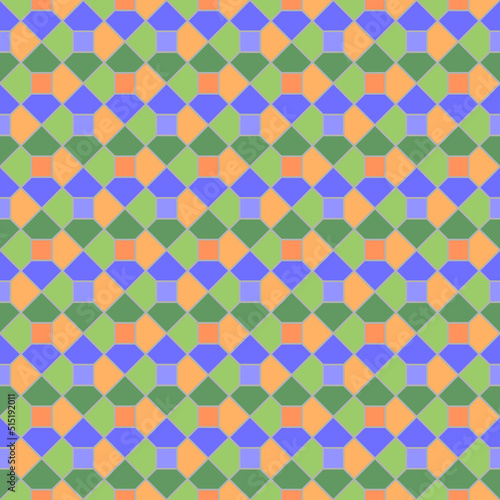 Wallpaper Mural Repeated color polygons on black background. Symmetric geometric figures wallpaper. Seamless surface pattern design with pentagons and squares. Tiles motif. Digital paper for textile print. Vector art Torontodigital.ca