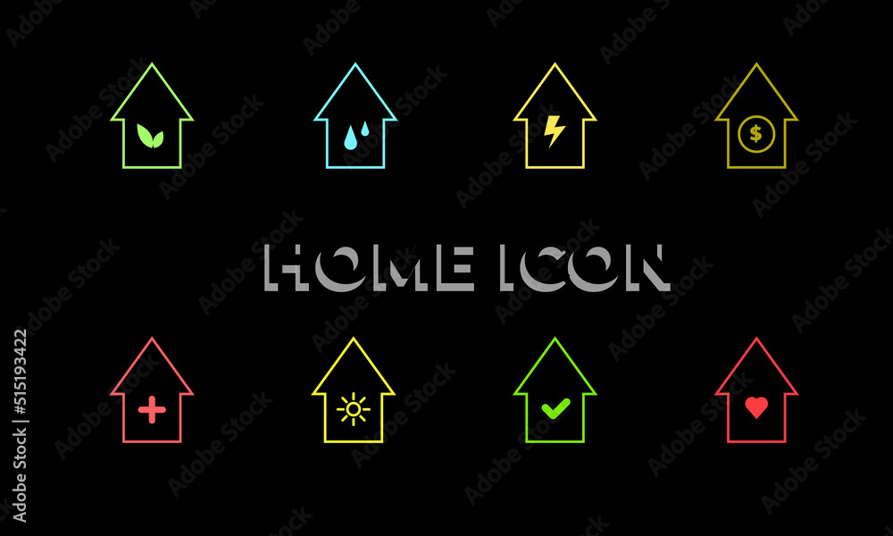 set of house icons. home, building, and house vector. flat house and flat home icon. flat style - stock vector.