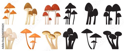 mushroom set on white background set vector