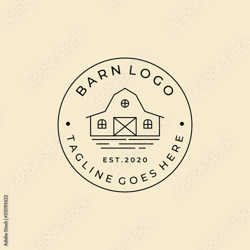 barn line art badge logo vector symbol illustration design
