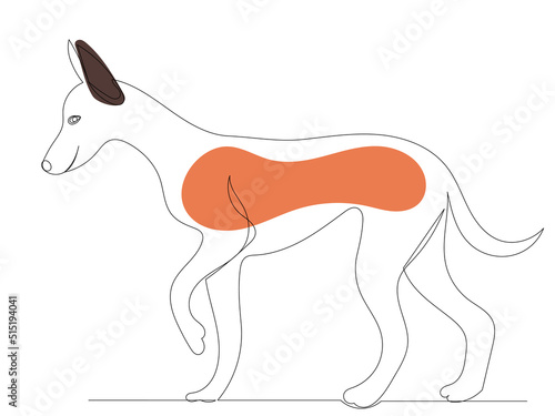 dog drawing by one continuous line, vector