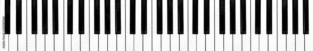 Naklejka premium Top view of realistic shaded monochrome piano keyboard. the music room for pianist to rehearse before the classical piano performance in celebration of the great success.