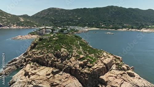 4K Aerial view of the Hong Kong UNESCO Global Geopark in Shek O photo