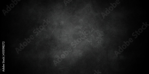 Dark black grunge textured concrete backdrop background. Panorama dark grey black slate background or texture. Vector black concrete texture. Stone wall background. 