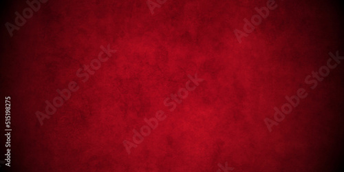 Old red Christmas wall backdrop grunge background texture, elegant classy dark red color with border grunge and distressed old paper parchment texture. 